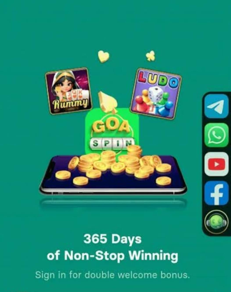 Goa Spin App ( Yono Game) Download Sign-up Bonus Rs.100 Withdrawal Rs. 500